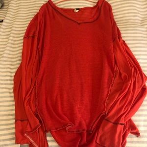 Free People oversized coral shirt
